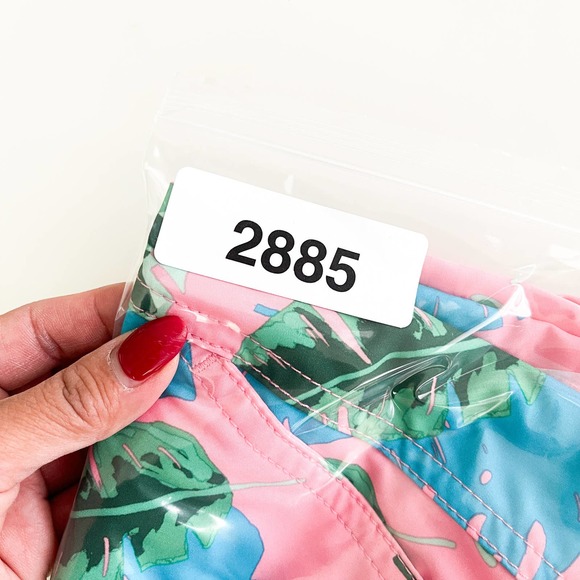 J.Crew Factory (L) Swim Trunks Shorts Flex Swimwear Leaves Pink Green Blue - Picture 10 of 10